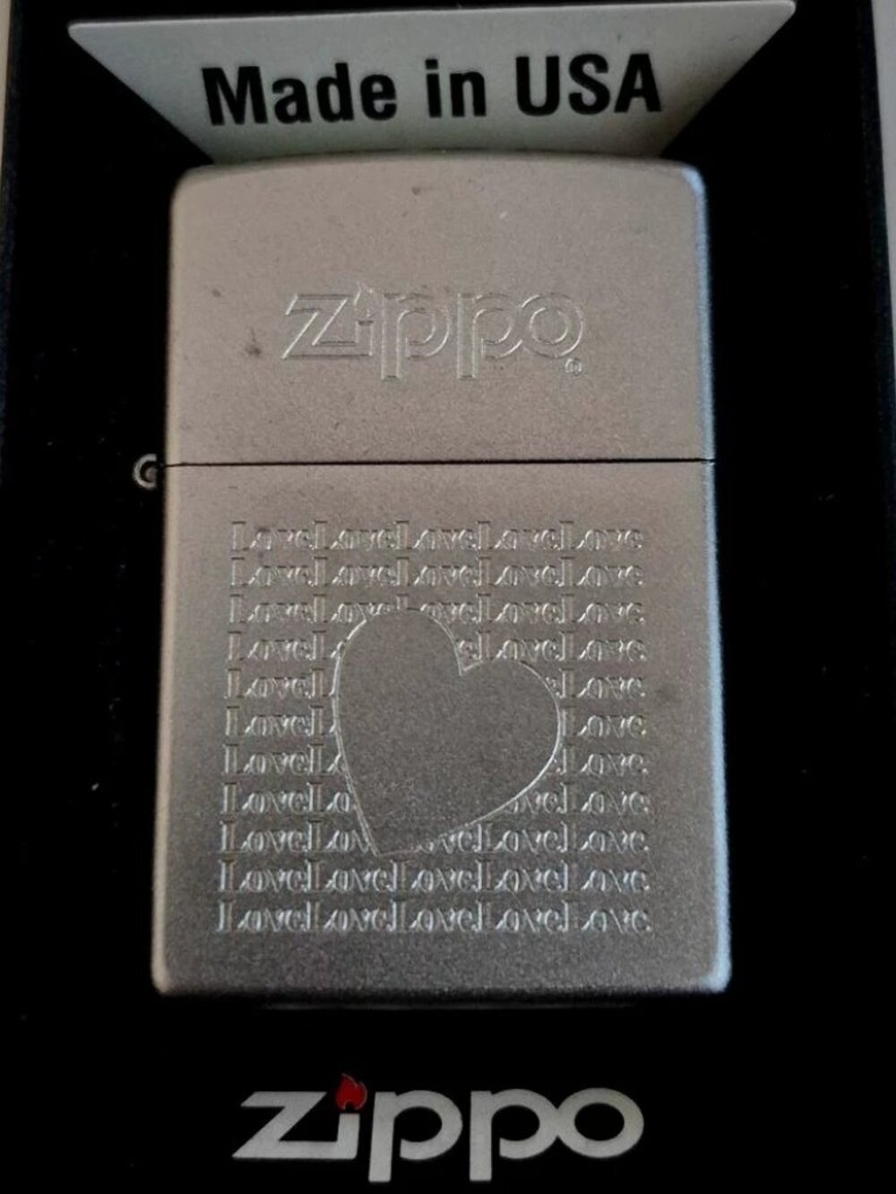 Engraved Lovers Heart Logo Zippo Lighter W Zippo Butane Torch Insert